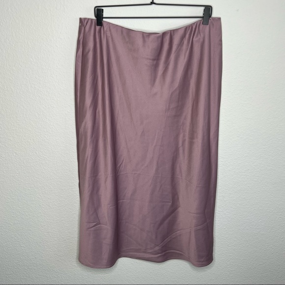 NWOT A New Day Mauve Purple Satin Midi Skirt Women’s Size XXL - Picture 3 of 7